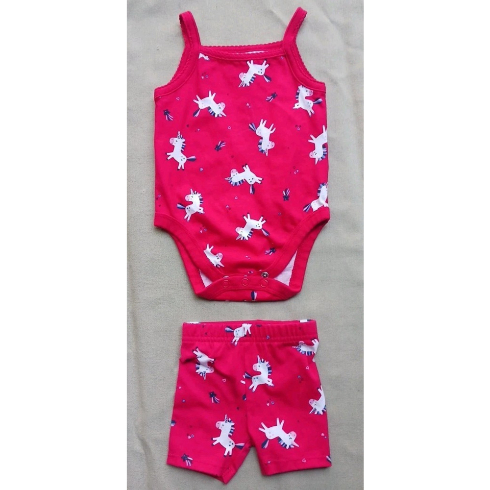 Garanimals Red Unicorn Top Shorts 0-3 Months